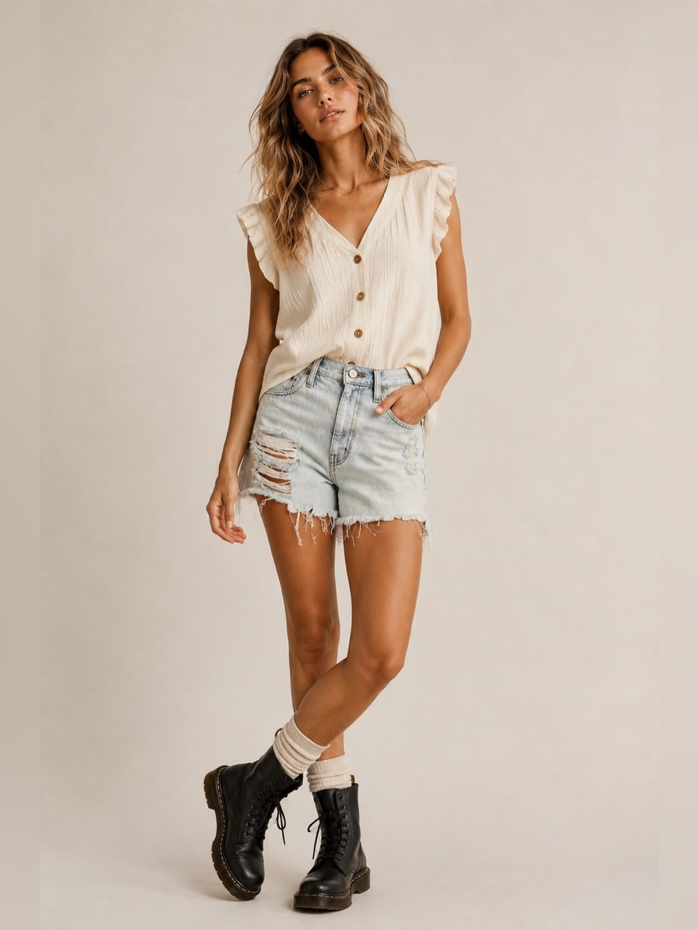 BDG Urban Outfitters Girlfriend High-Rise Distressed Jean Shorts Size 25